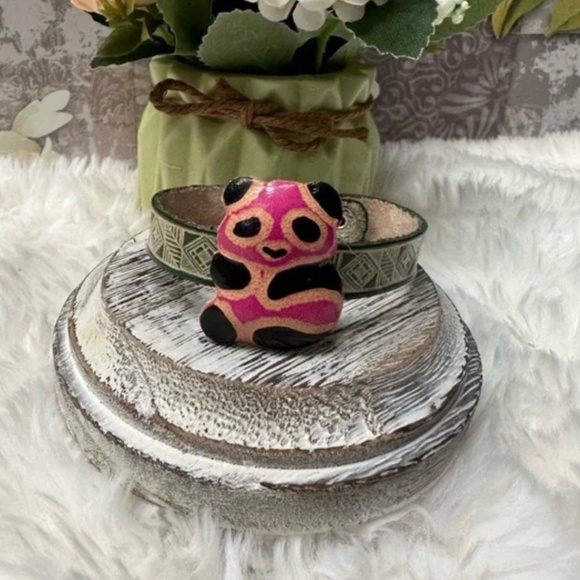 NWT Genuine Leather Handcrafted Panda Bear Bracelet! Fits 6.5” to 8”. - Picture 2 of 6